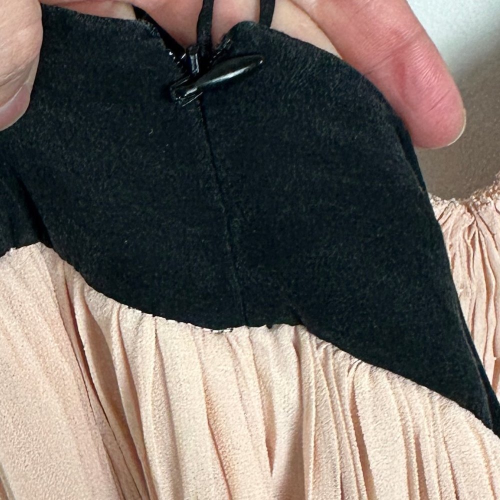 Aritzia Le Fou Couvin Dress Blush Pink Black Silk Size XXS Halter Maxi Bohemian‎ - Picture 8 of 12